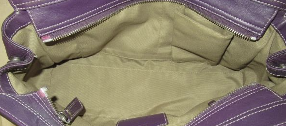 Coach Purple Pebbled Leather Shoulder Bag with Contrast Stitching