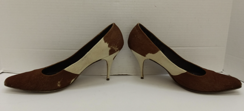 Vintage PYMSA Cowhide Shoulder Bag with Matching Bonita Cowhide Heels Set Made in Mexico