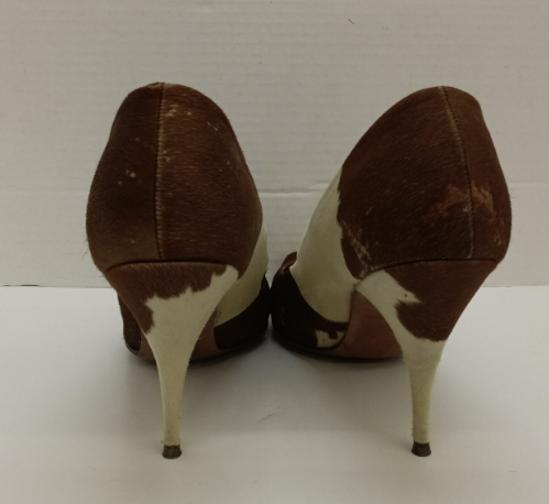 Vintage PYMSA Cowhide Shoulder Bag with Matching Bonita Cowhide Heels Set Made in Mexico