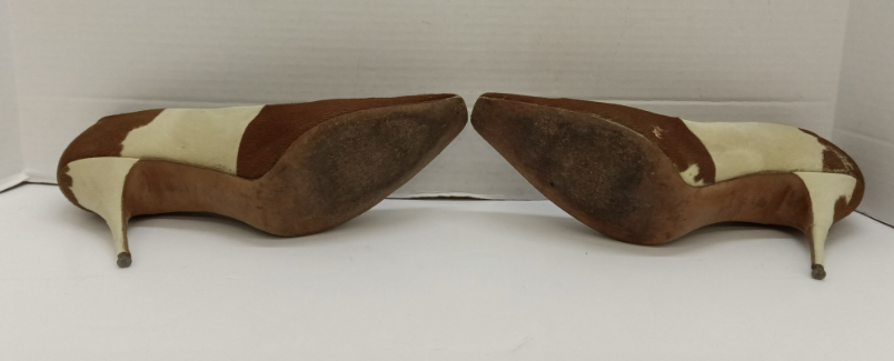 Vintage PYMSA Cowhide Shoulder Bag with Matching Bonita Cowhide Heels Set Made in Mexico