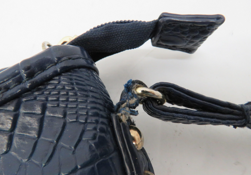 Marc Fisher Blue Croc Embossed Crossbody Bag with Gold Tone Hardware