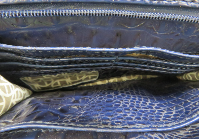 Marc Fisher Blue Croc Embossed Crossbody Bag with Gold Tone Hardware