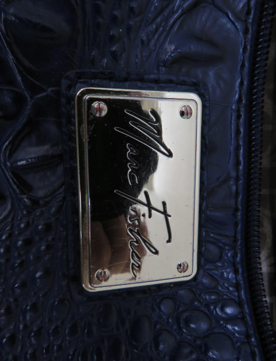 Marc Fisher Blue Croc Embossed Crossbody Bag with Gold Tone Hardware