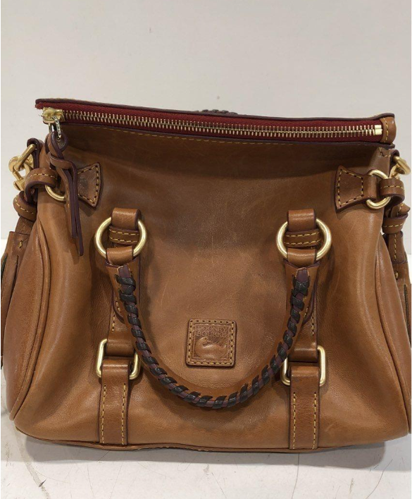 Dooney & Bourke Florentine Leather Satchel Brown Tassel Bag Crossbody Strap
