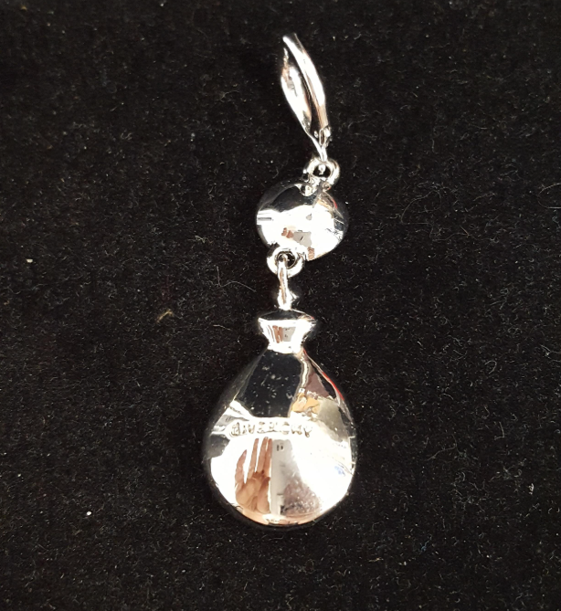 Givenchy Silver Tone Crystal Teardrop Drop Earrings | Clear Rhinestone Statement Earrings