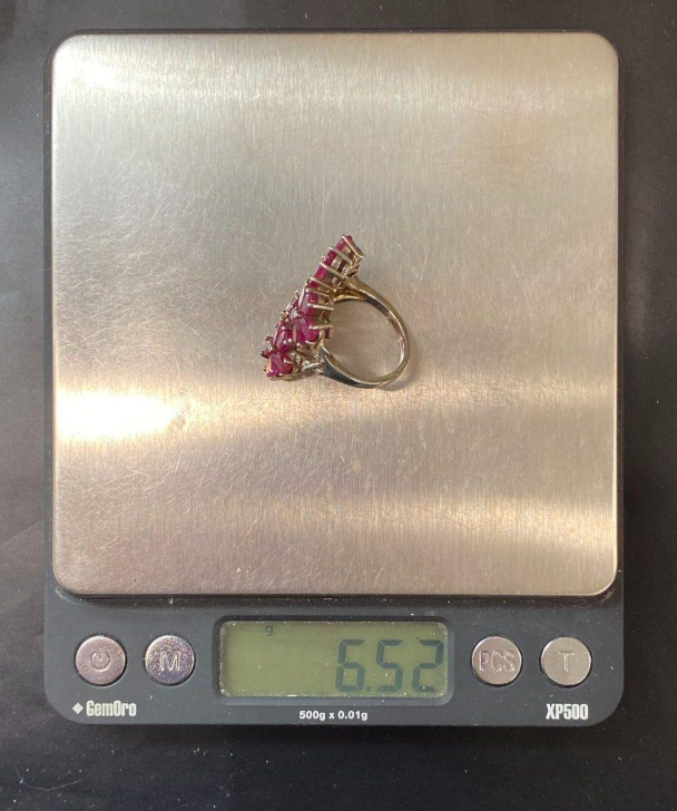 Ruby Floral 925 Sterling Silver Ring | Pink Red Stone Flower Cluster Ring