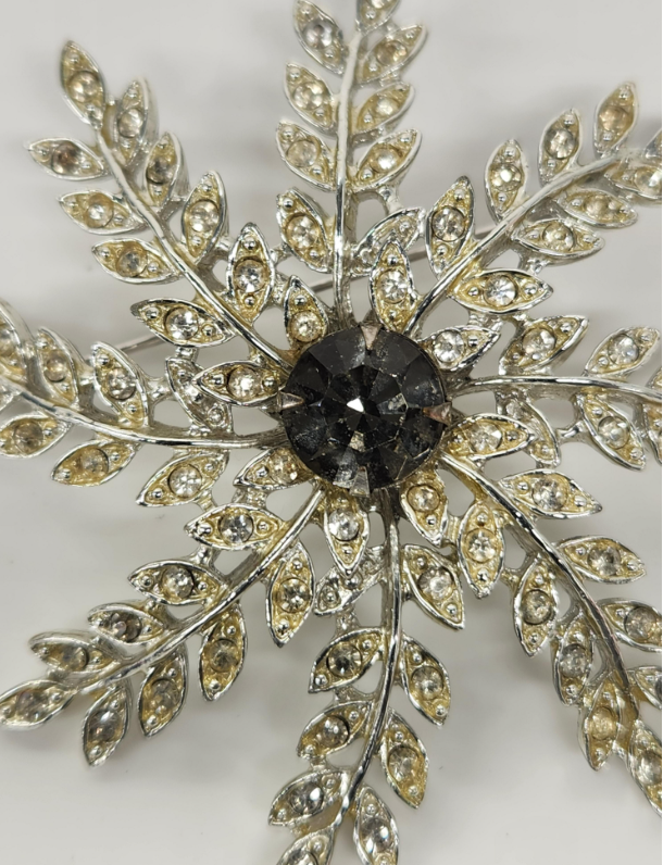 Vintage Sarah Coventry Evening Snowflake Demi Parure | Rhinestone Brooch & Clip Earrings Set