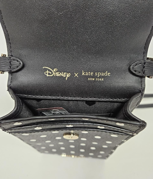 Disney x Kate Spade Minnie Mouse Crossbody Bag Black Polka Dot Red Bow Novelty Leather Purse