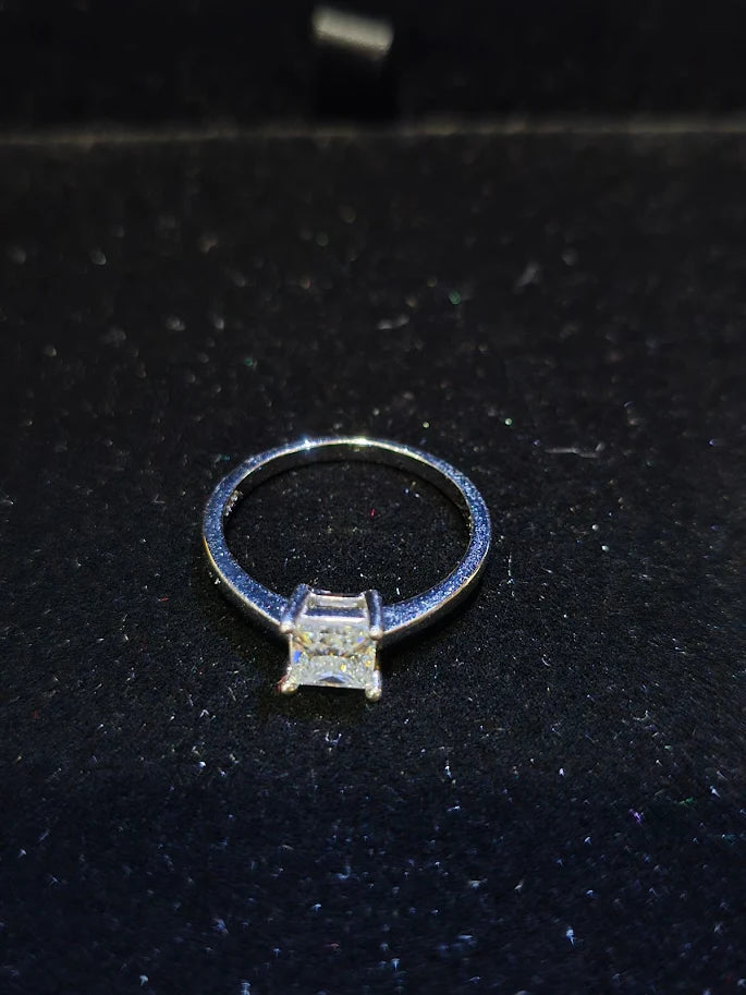 Sterling Silver Princess Cut Diamond Solitaire Ring 1ct Tested Stone