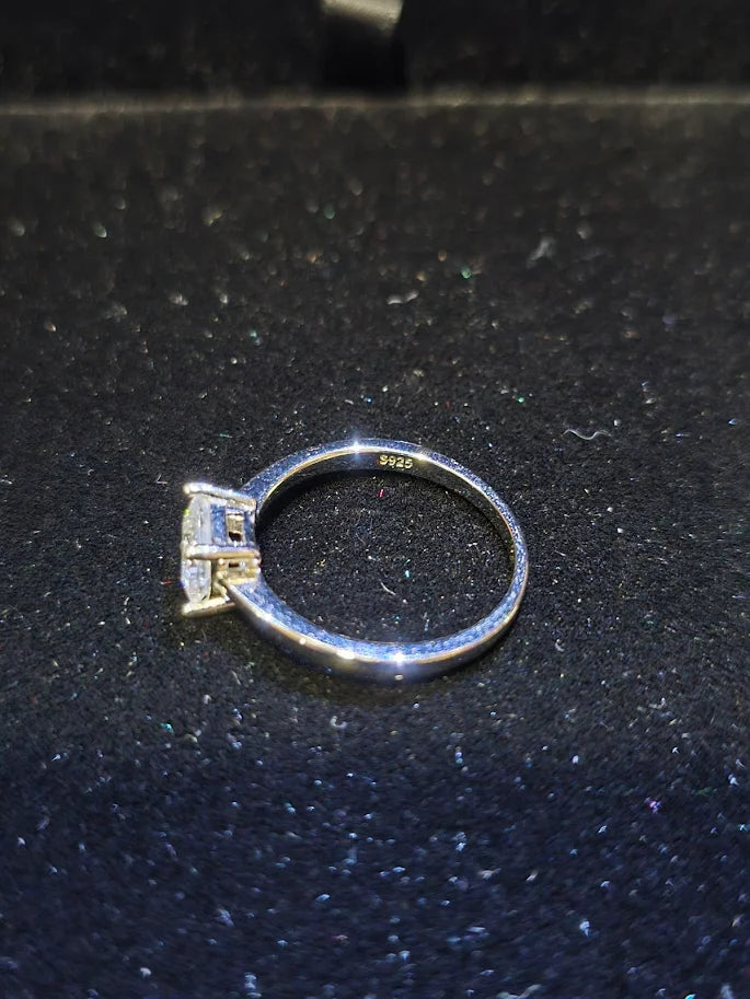 Sterling Silver Princess Cut Diamond Solitaire Ring 1ct Tested Stone