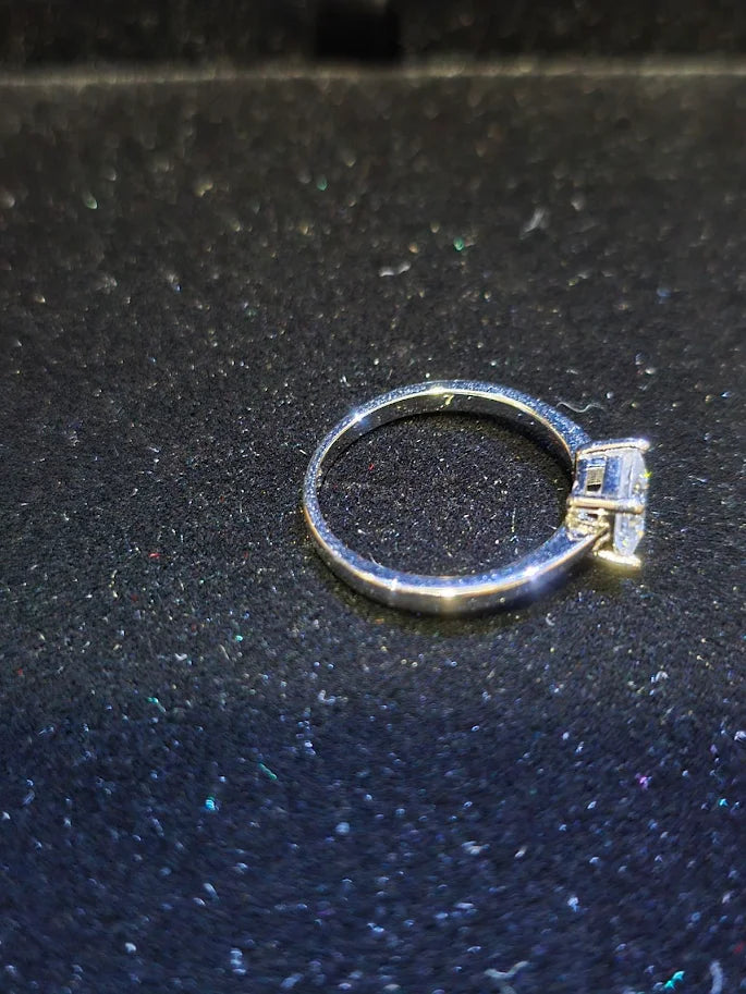 Sterling Silver Princess Cut Diamond Solitaire Ring 1ct Tested Stone