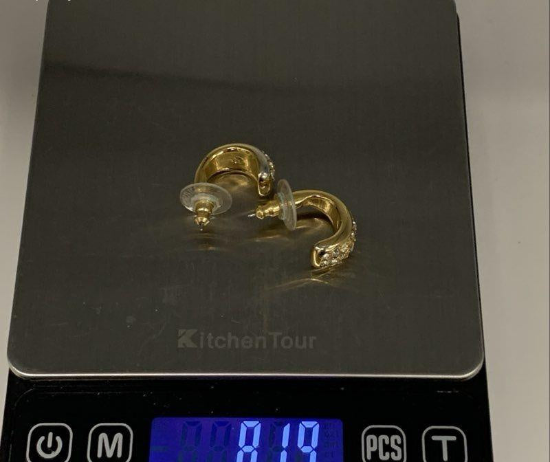 Swarovski Gold Tone Crystal Pave J-hoop Earrings Signed Swan Logo