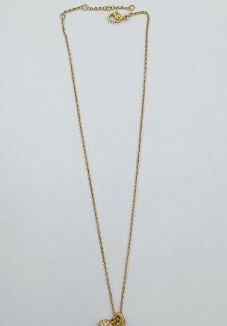 Swarovski Gold Tone Crystal Dual Pendant Necklace | Signed Designer Station Necklace