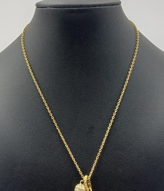 Swarovski Gold Tone Crystal Dual Pendant Necklace | Signed Designer Station Necklace