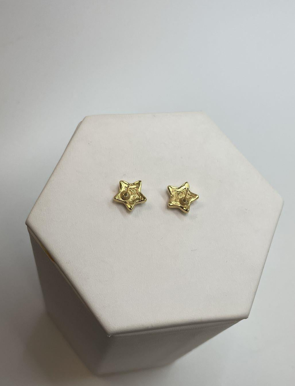 Swarovski Gold Tone Pavé Crystal Star Stud Earrings | Signed Designer Celestial Earrings 2.4g