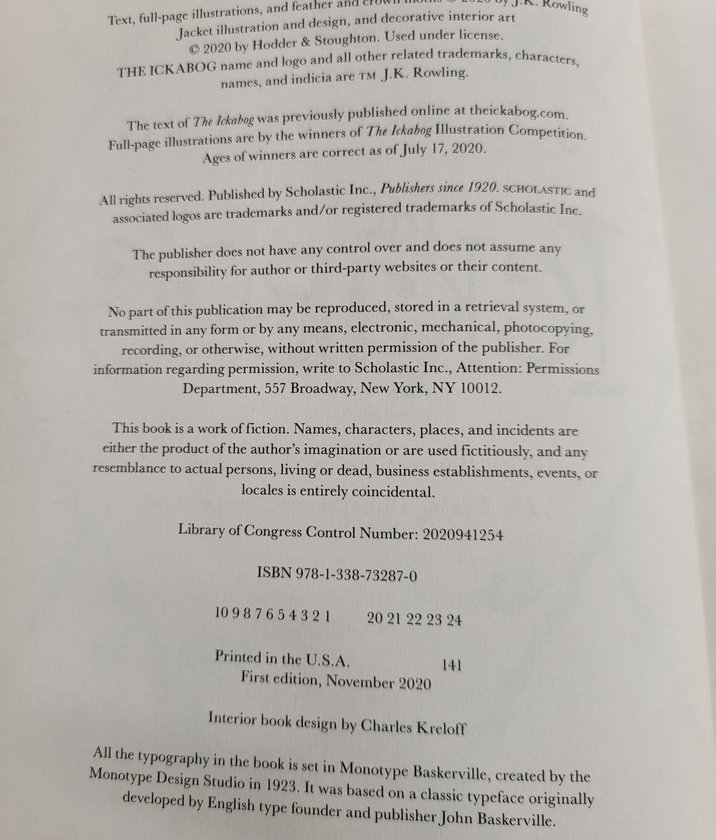 The Ickabog by J.K. Rowling, 2020 First Edition Hardcover
