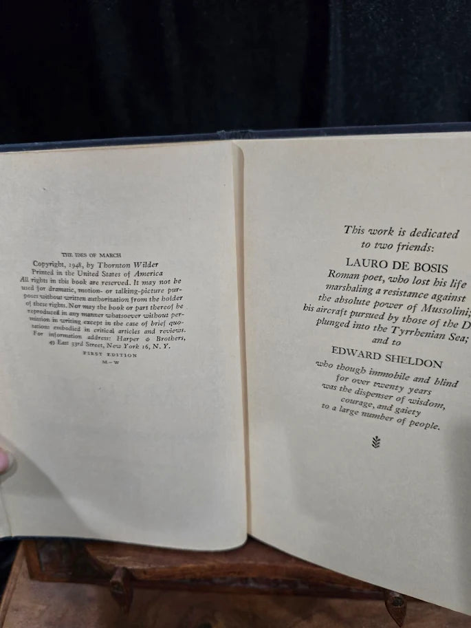 (SOLD) The Ides of March Thornton Wilder 1948 First Edition First Printing Hardcover