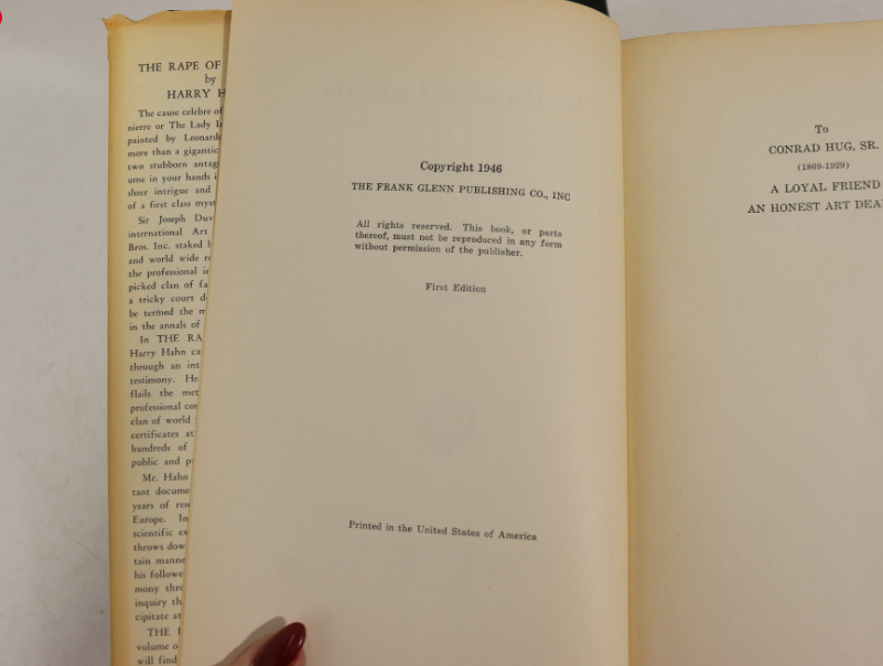 Hahn Harry The Rape of LaBelle 1946 First Edition Frank Glenn Publishing Hardcover Illustrated with Dust Jacket