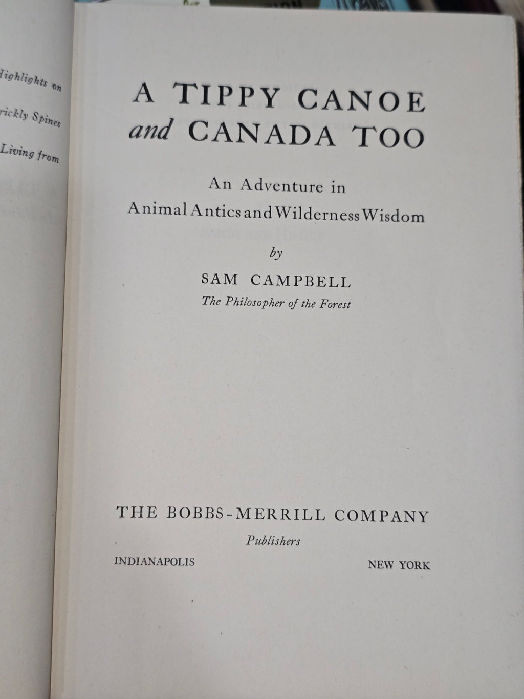 A Tippy Canoe and Canada Too Sam Campbell 1946 First Edition Signed Hardcover DJ