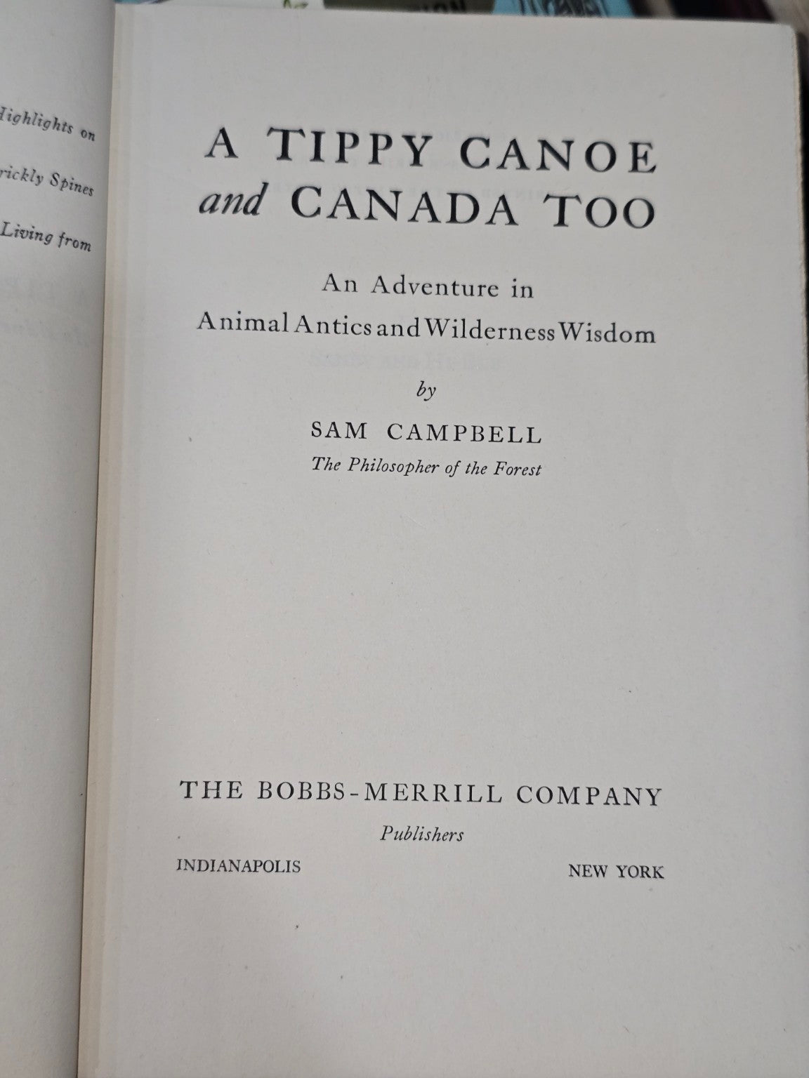 A Tippy Canoe and Canada Too Sam Campbell 1946 First Edition Signed Hardcover DJ