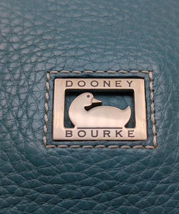 Dooney and Bourke Small Dillen Satchel | Teal Pebbled Leather Crossbody Bag with Strap and Dust Bag