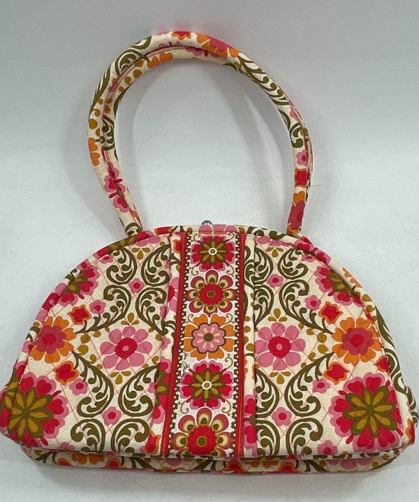 Vera Bradley Mod Floral Pink Quilted Handbag | Structured Top Handle Purse