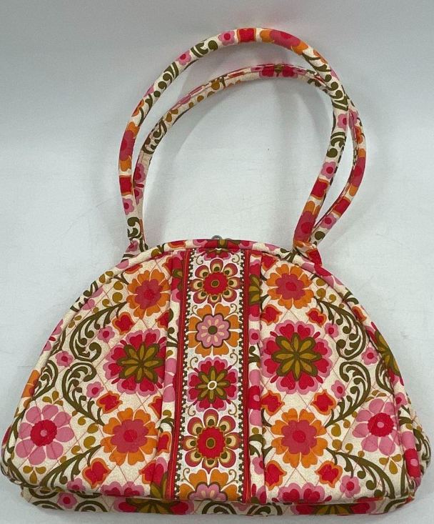 Vera Bradley Mod Floral Pink Quilted Handbag | Structured Top Handle Purse