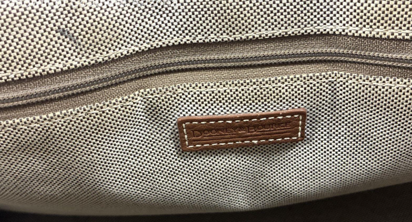 Vintage Dooney & Bourke All Weather Leather Brown Pebbled Satchel Handbag Dual Pocket Structured Tote