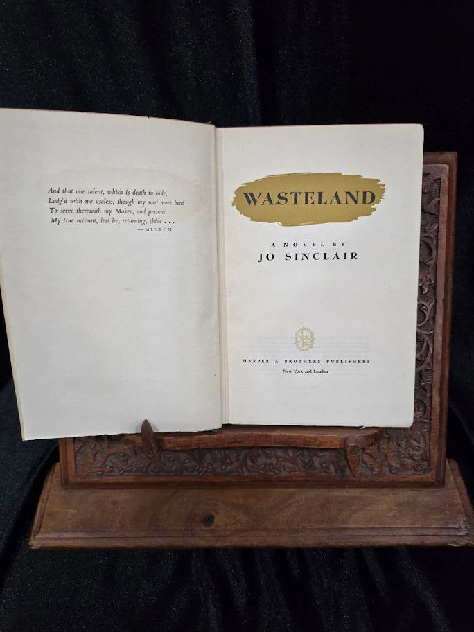 Wasteland by Jo Sinclair 1946 First Edition First Printing Hardcover, Harper & Brothers Literary Fiction