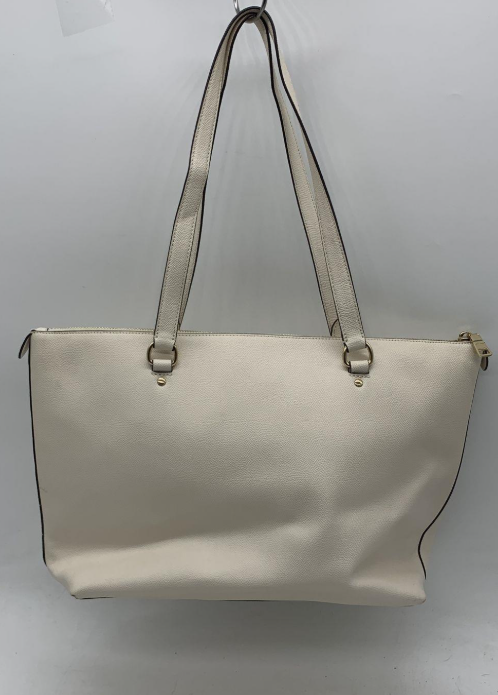 Coach Chalk White Pebbled Leather Tote Bag Carryall Shoulder Purse F79608 with Hangtag | Classic Everyday Tote