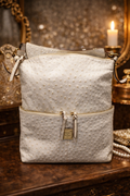 Dooney & Bourke Ostrich-Embossed Leather Crossbody Bag White Zip-Front Utility Style