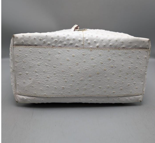 Dooney & Bourke Ostrich-Embossed Leather Crossbody Bag White Zip-Front Utility Style