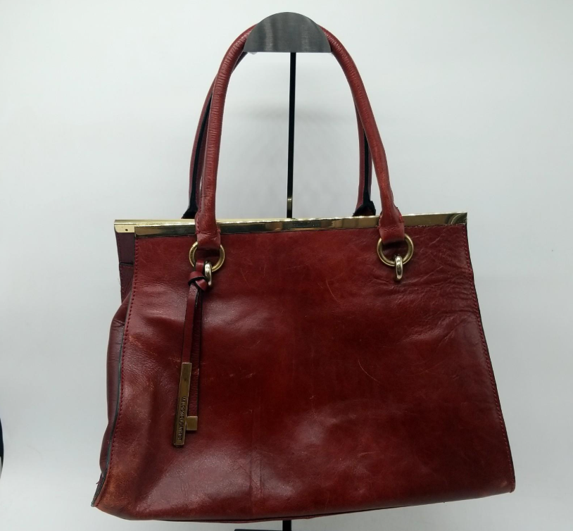 Vintage Wilsons Leather Maroon Frame Top Handle Shoulder Bag Genuine Leather Structured Purse