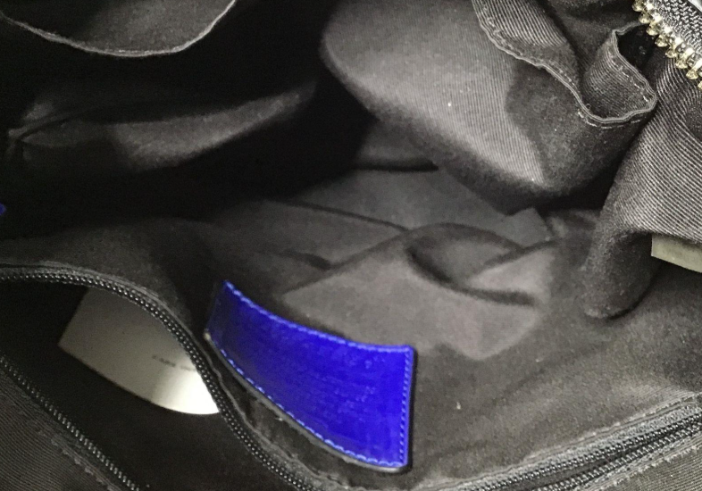 Coach Blue & Black Wool Blend Tote Bag | Patent Leather Handle Shoulder Bag with Signature Charm