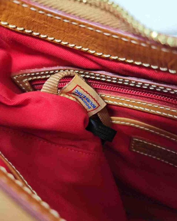 Dooney & Bourke Yellow & White Striped Canvas Shoulder Bag | Leather Trim Summer Tote Purse