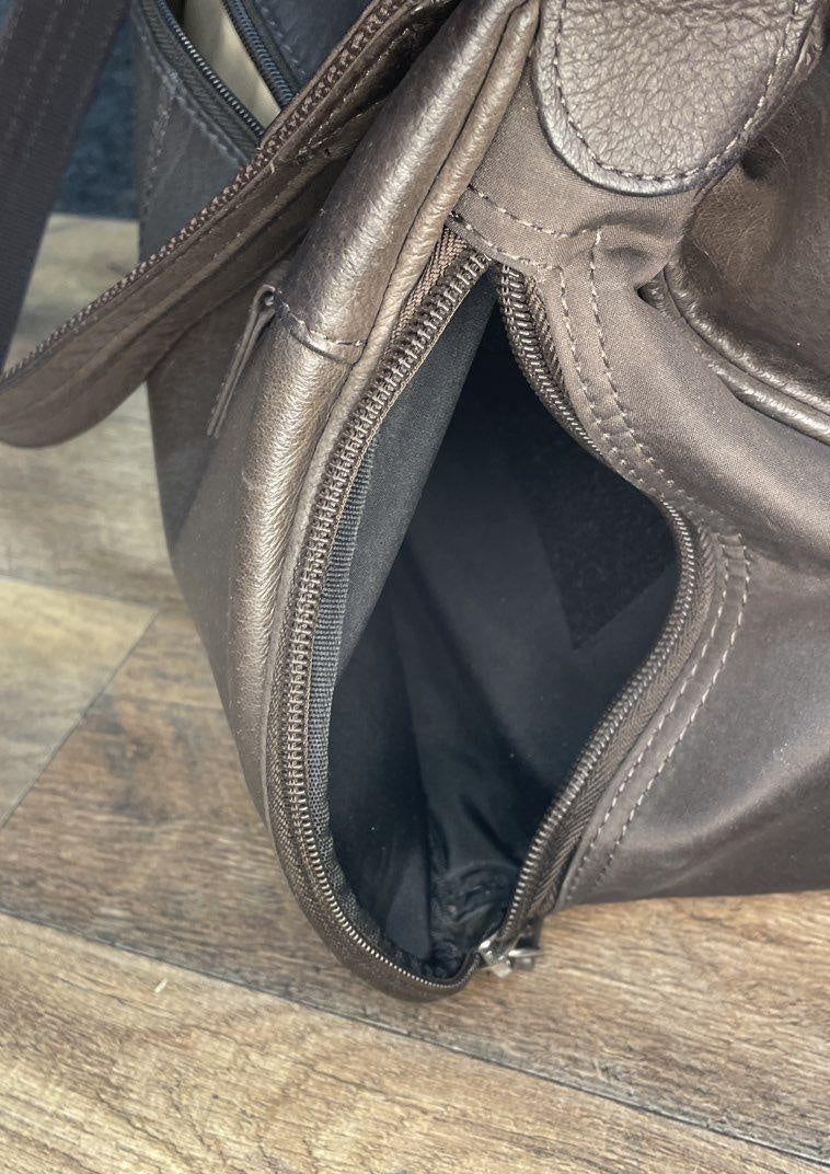 Gun Tote'n Mamas Brown Leather Concealed Carry CCW Shoulder Crossbody Bag Purse