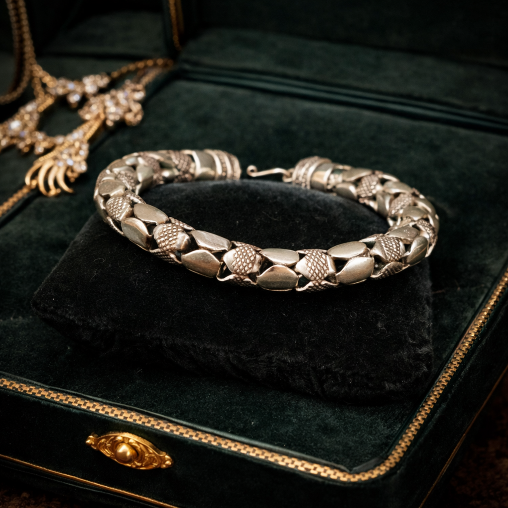 Sterling Silver Smooth and Textured Link Bracelet S Hook Clasp 38.16g