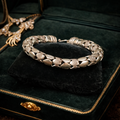 Sterling Silver Smooth and Textured Link Bracelet S Hook Clasp 38.16g
