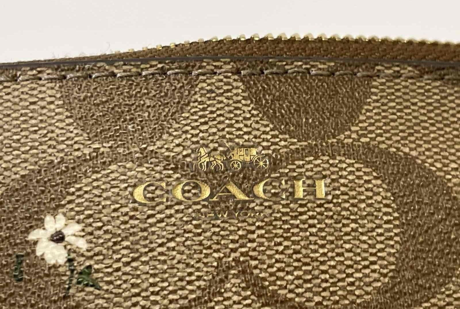 Coach Brown Floral Wristlet