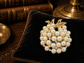 Trifari Gold Tone Pearl Style Grape Cluster Brooch