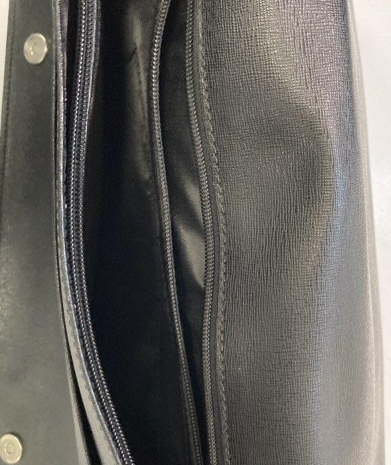 Barneys New York Black Leather Messenger Bag | Minimalist Flap Crossbody Work Briefcase