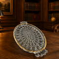 Clear Glass Serving Tray with Fading Gold Ring, 8x13 Inches