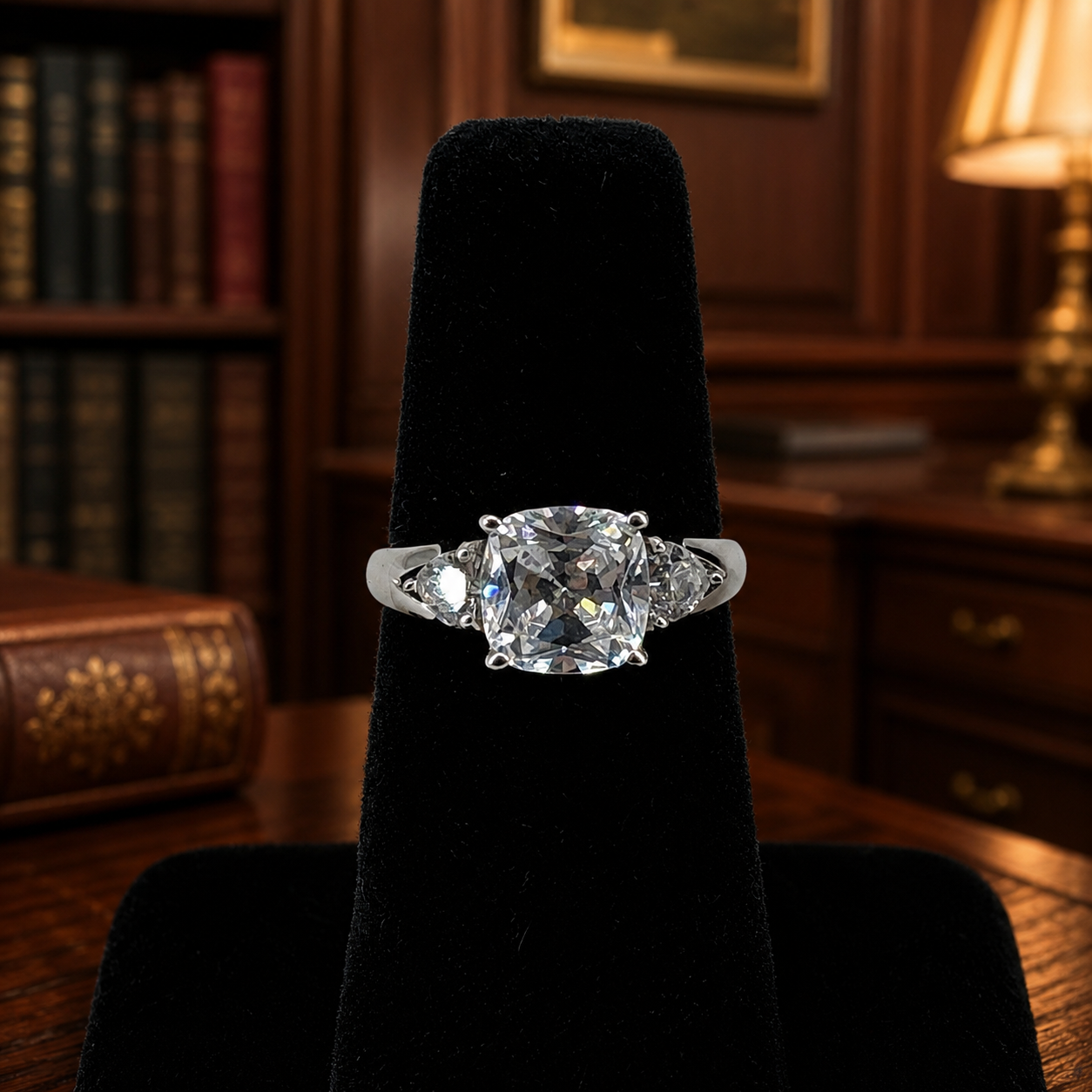 800 Platinum Plated Ring Size 5 with Cubic Zirconia