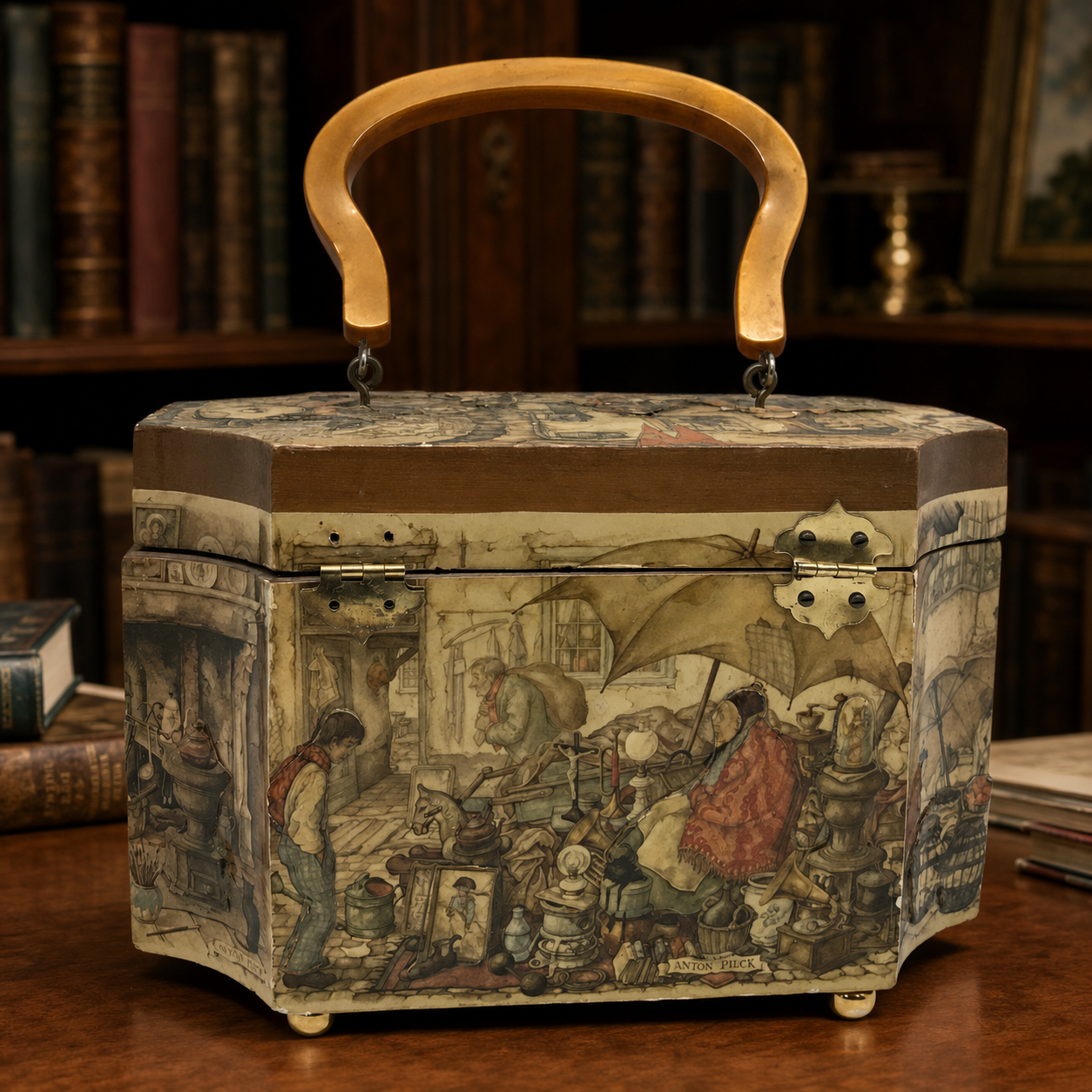Vintage Decoupage Wooden Purse