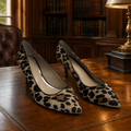 Gianni Bini Leopard Print Calf Hair Pointed Toe Kitten Heels Pumps Size 9
