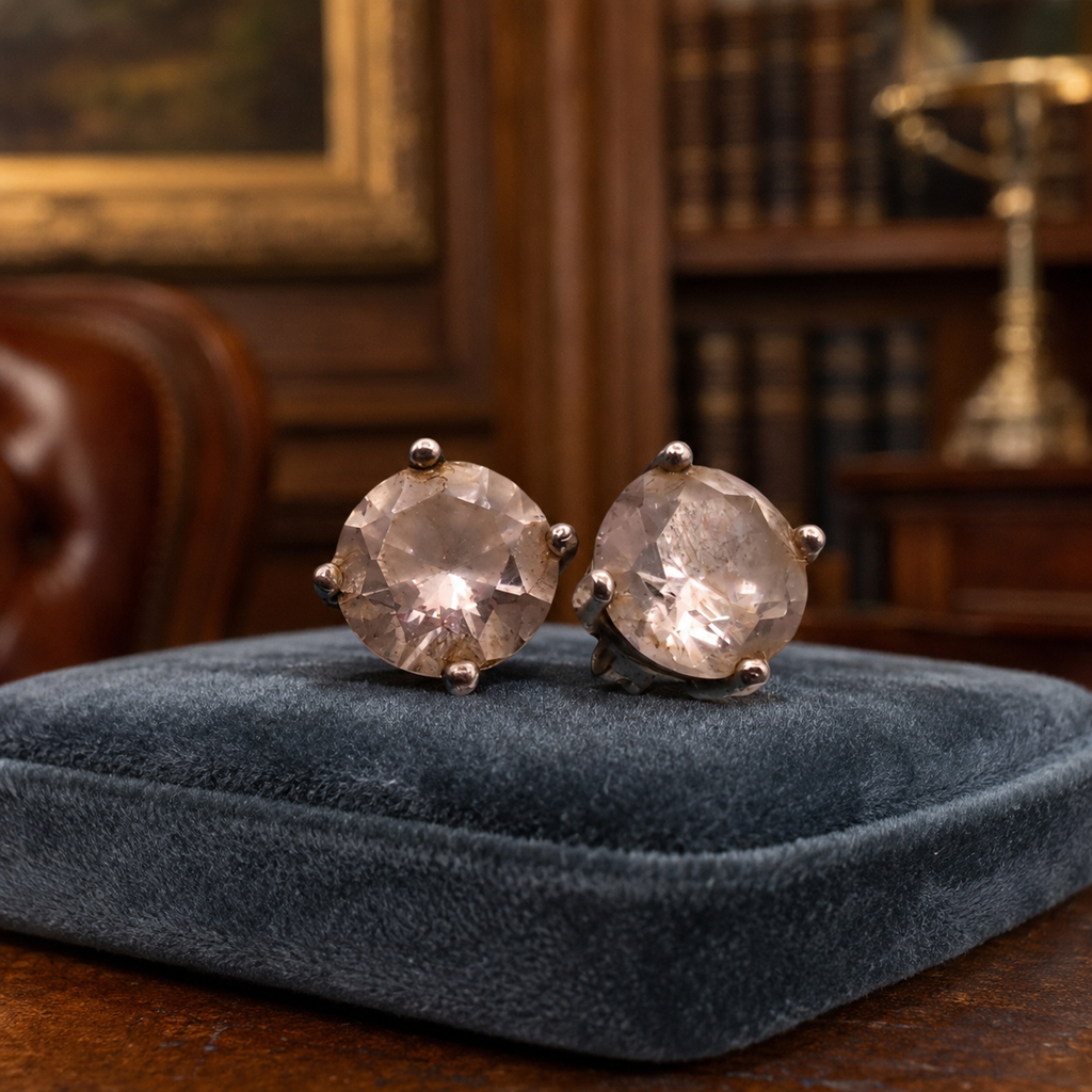 925 Sterling Silver Stud Earrings with Clear Stones 1.18g