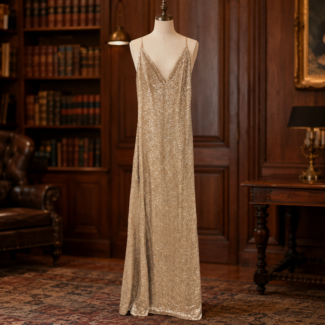 BCBGMAXAZRIA Copper Sequin Gown - Size 12