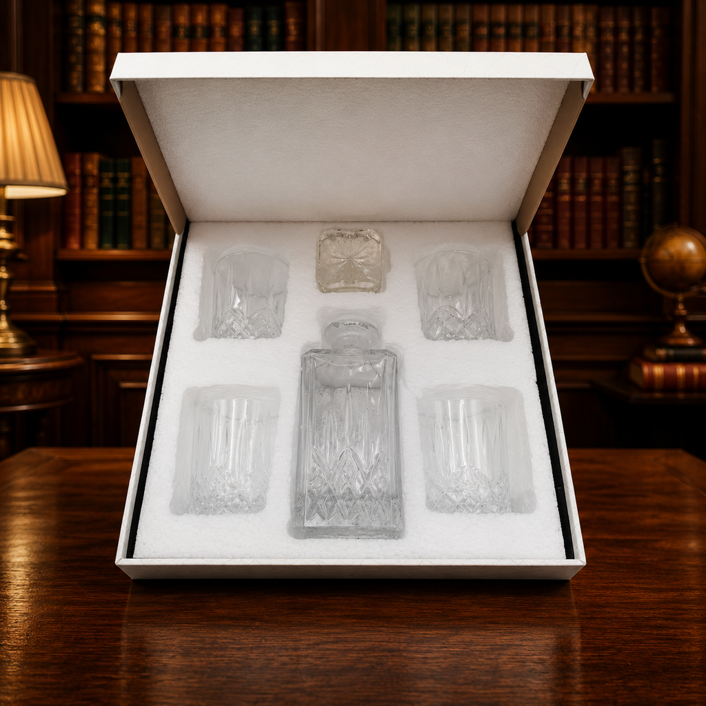 ONNi Whiskey Decanter Glass Set of 5 Clear Lead-Free In Original Box