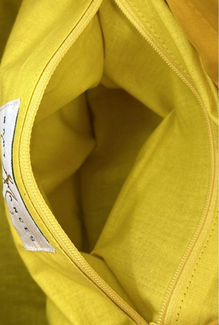 Mary Frances Large Multicolor Beaded Shoulder Bag with Yellow Trim  Description