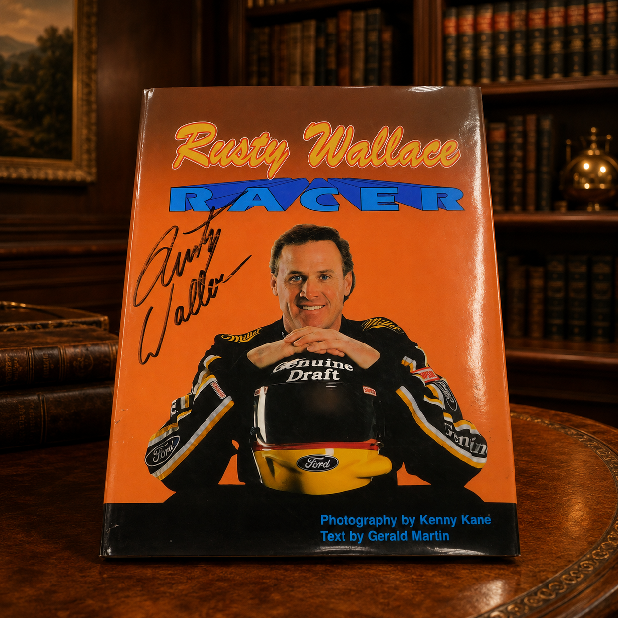 Signed Rusty Wallace Racer by Gerald Martin 1994 Hardcover